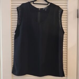 Forever 21 - (Plus-Size) Black Sleeveless Silver Studded Top With Back Zipper